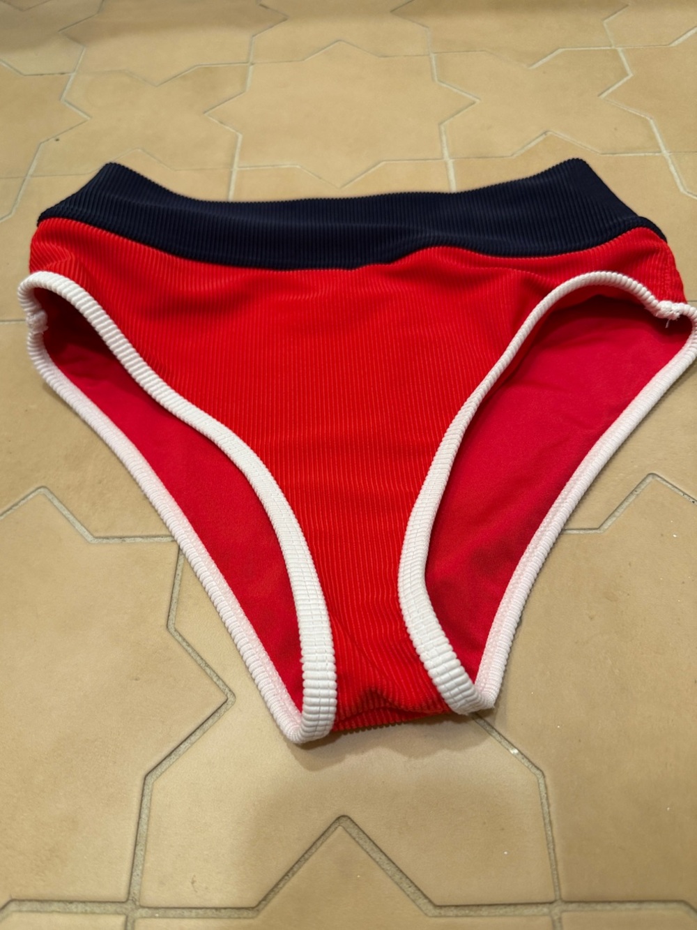Beach Riot Red Bikini Piece with Navy Trim